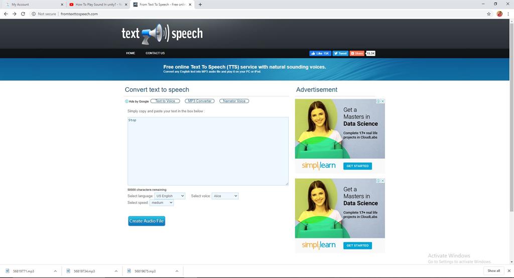 On Button Click Start The Audio Using C# Scripts In Unity